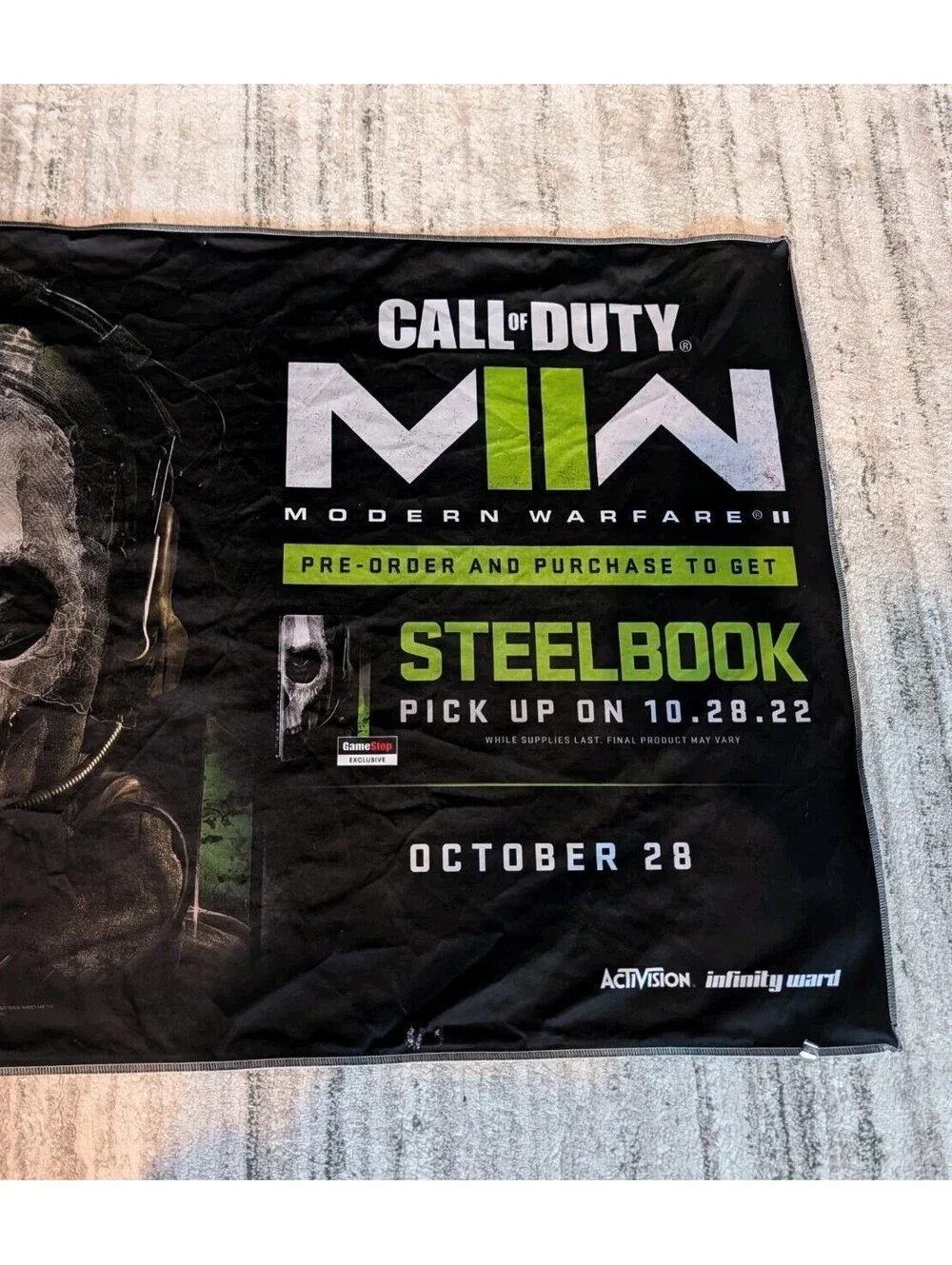 Call Of Duty MWII Modern Warfare II Ghost Steelbook Promo Banner Flag 48x35 Rare